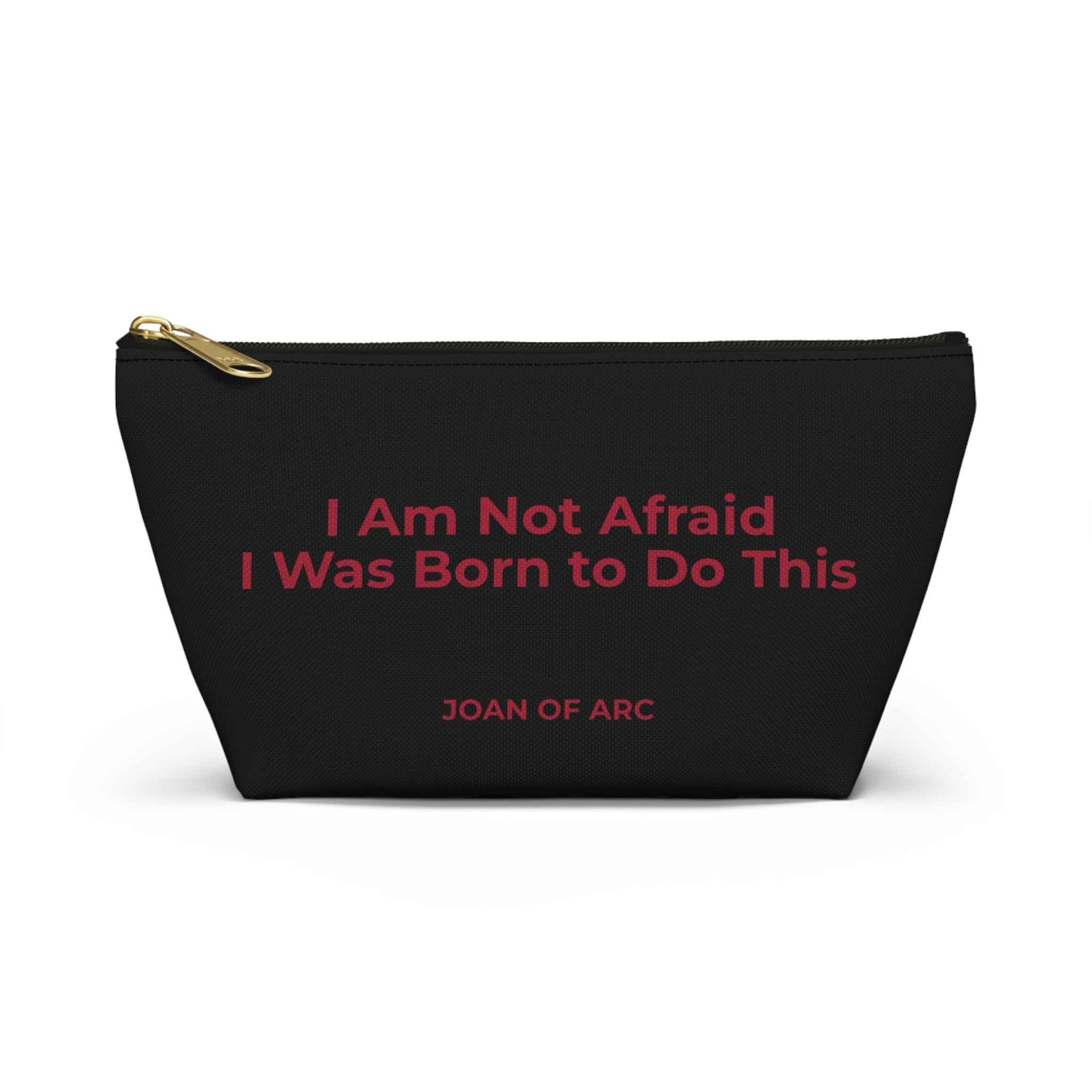 Joan of Arc Courage Inspirational Accessory Pouch - Travel, Makeup, Gift (Black)