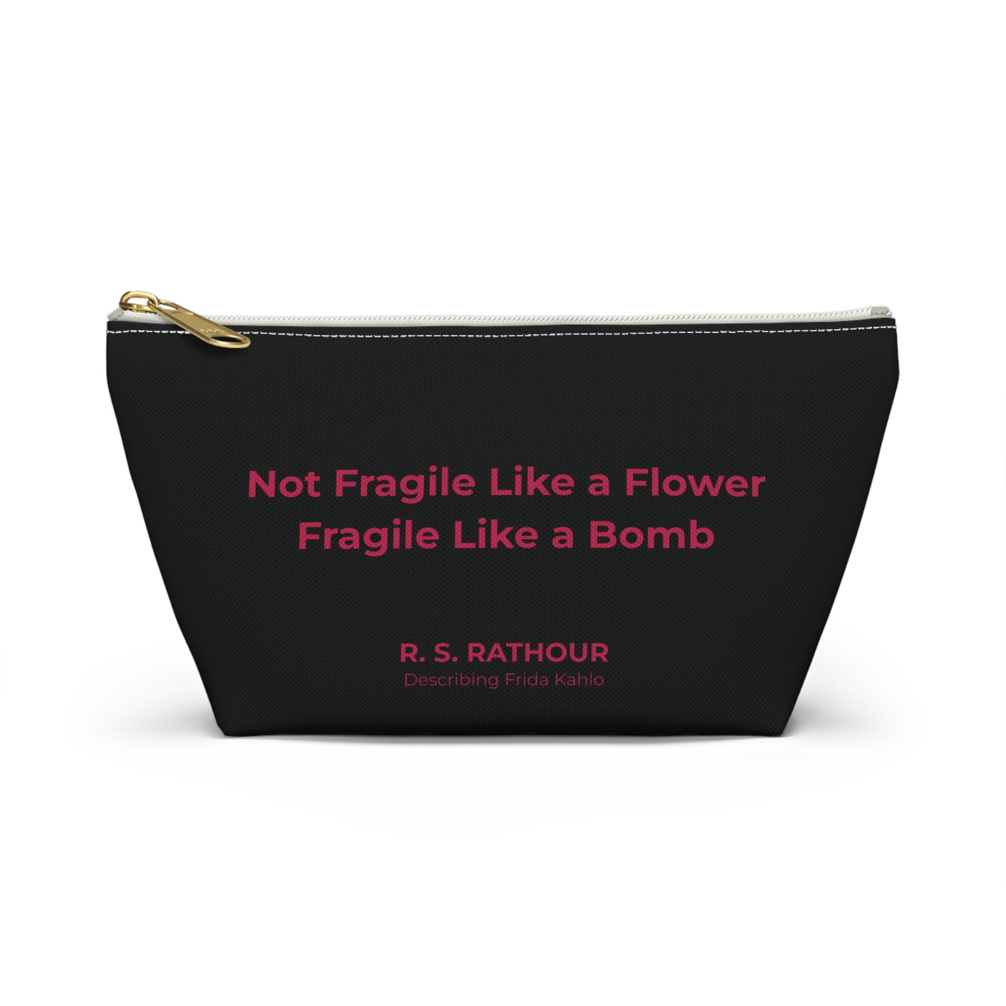 Frida Kahlo Energy Inspirational Accessory Pouch - Travel, Makeup, Gift (Black)