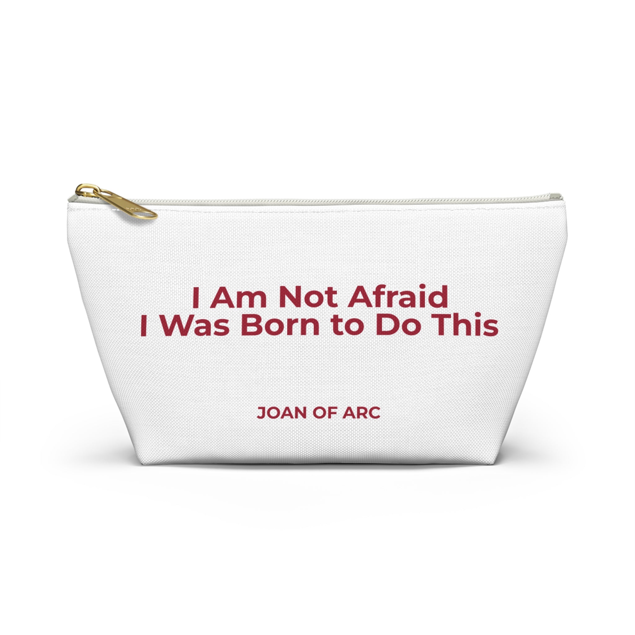 Joan of Arc Courage Inspirational Accessory Pouch - Travel, Makeup, Gift (White)