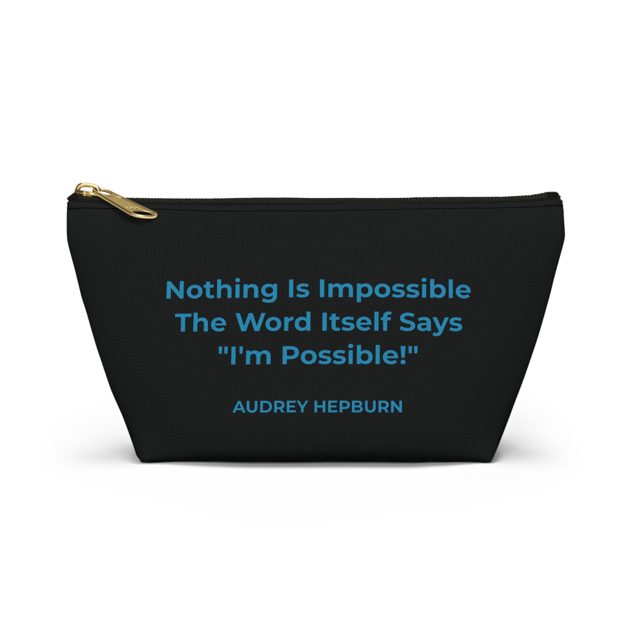 Audrey Hepburn Creativity Inspirational Accessory Pouch - Travel, Makeup, Gift (Black)