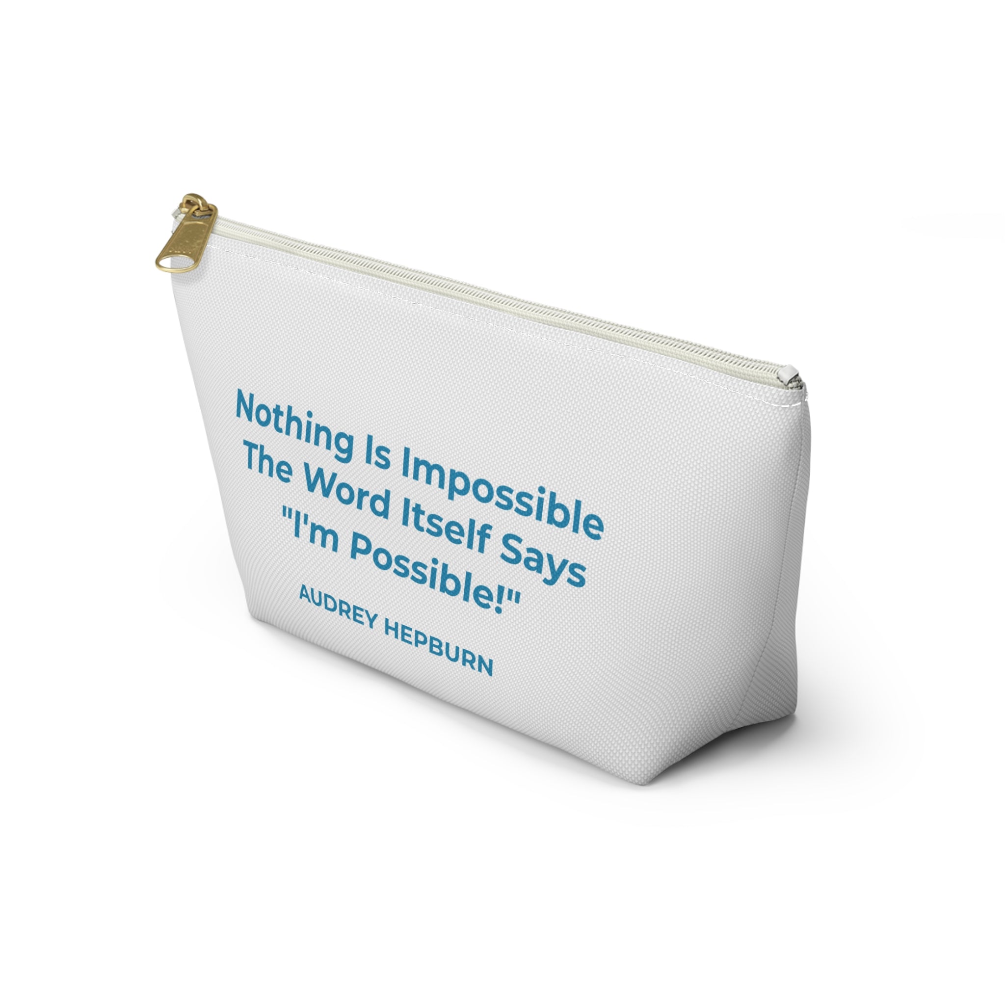 Audrey Hepburn Creativity Inspirational Accessory Pouch - Travel, Makeup, Gift (White)