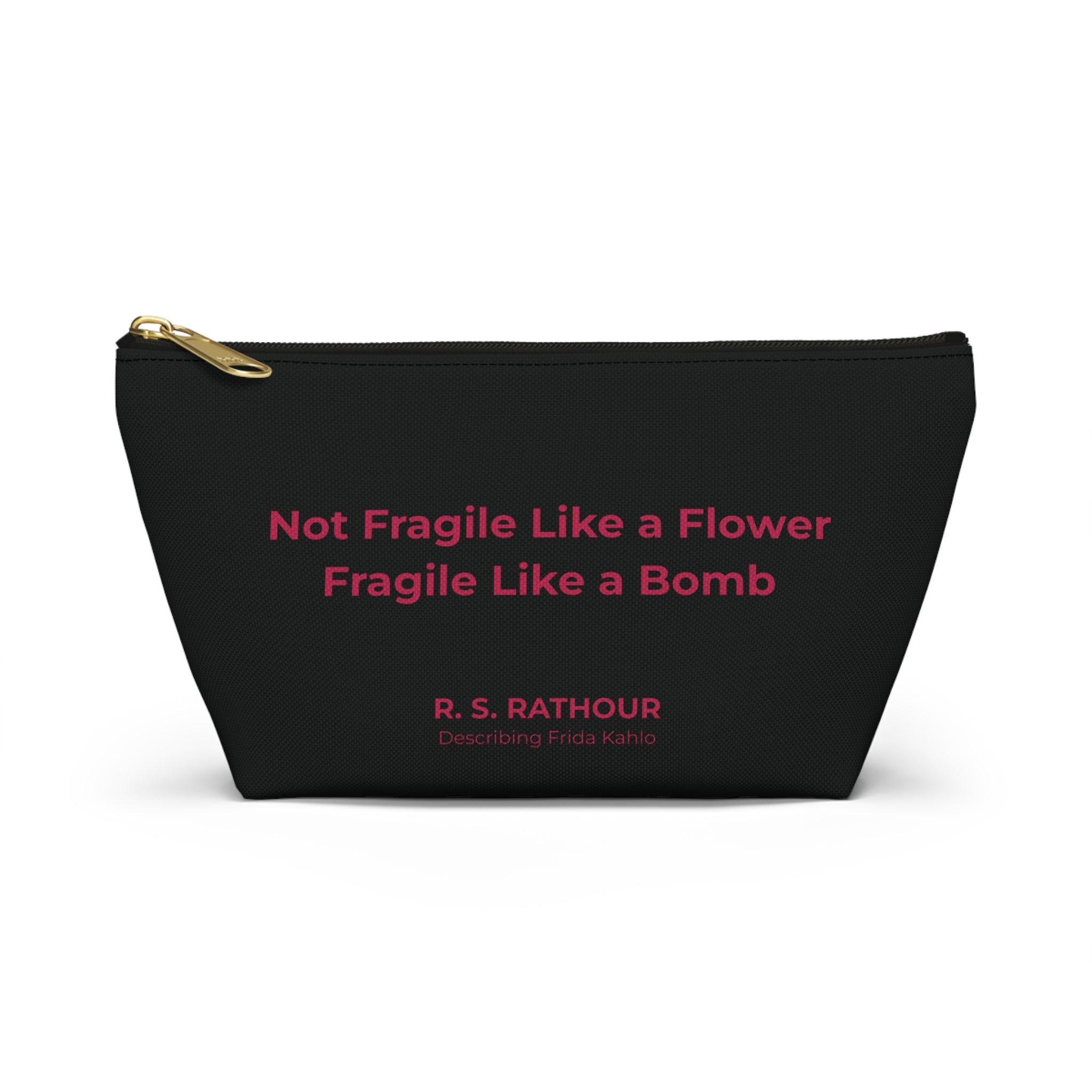 Frida Kahlo Energy Inspirational Accessory Pouch - Travel, Makeup, Gift (Black)