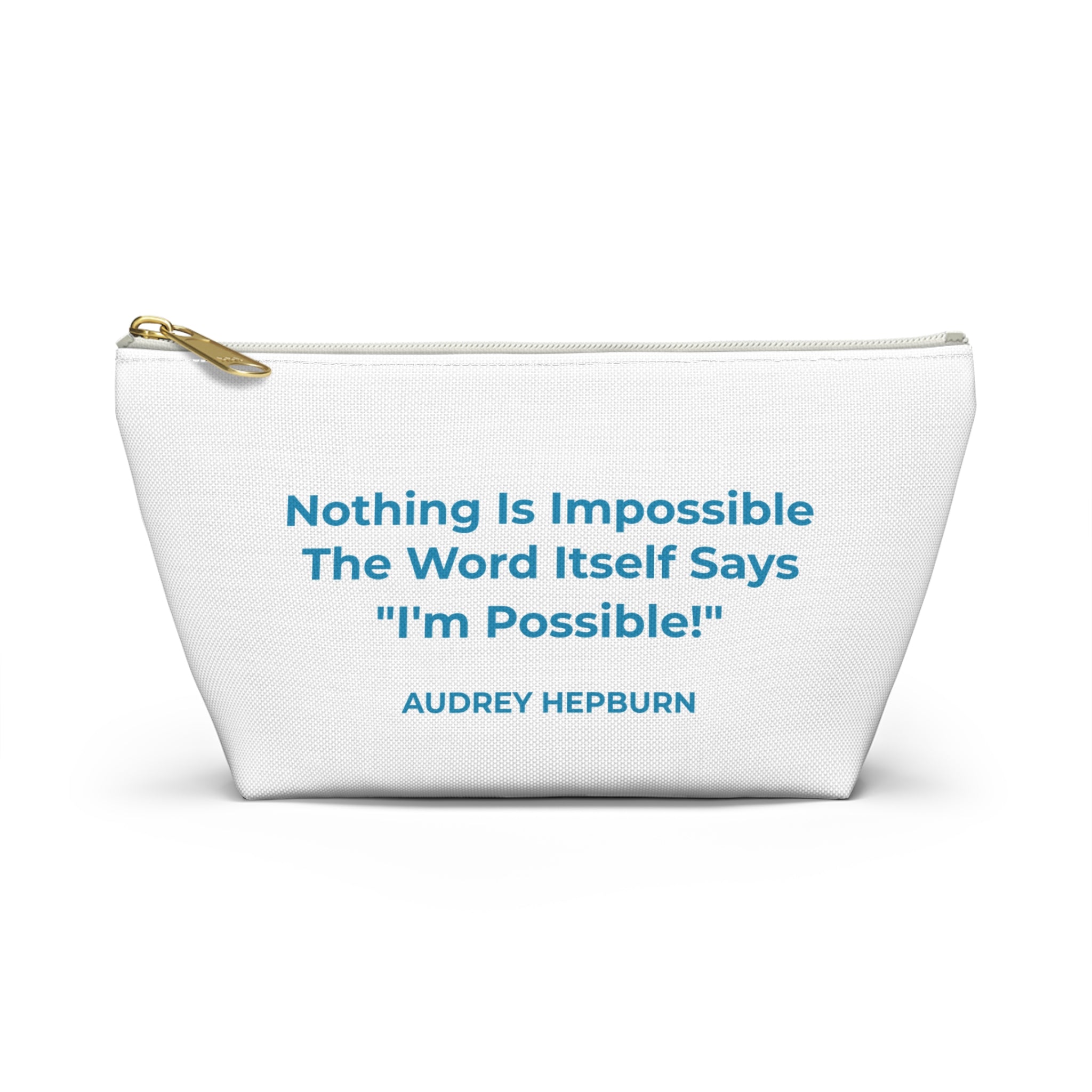 Audrey Hepburn Creativity Inspirational Accessory Pouch - Travel, Makeup, Gift (White)