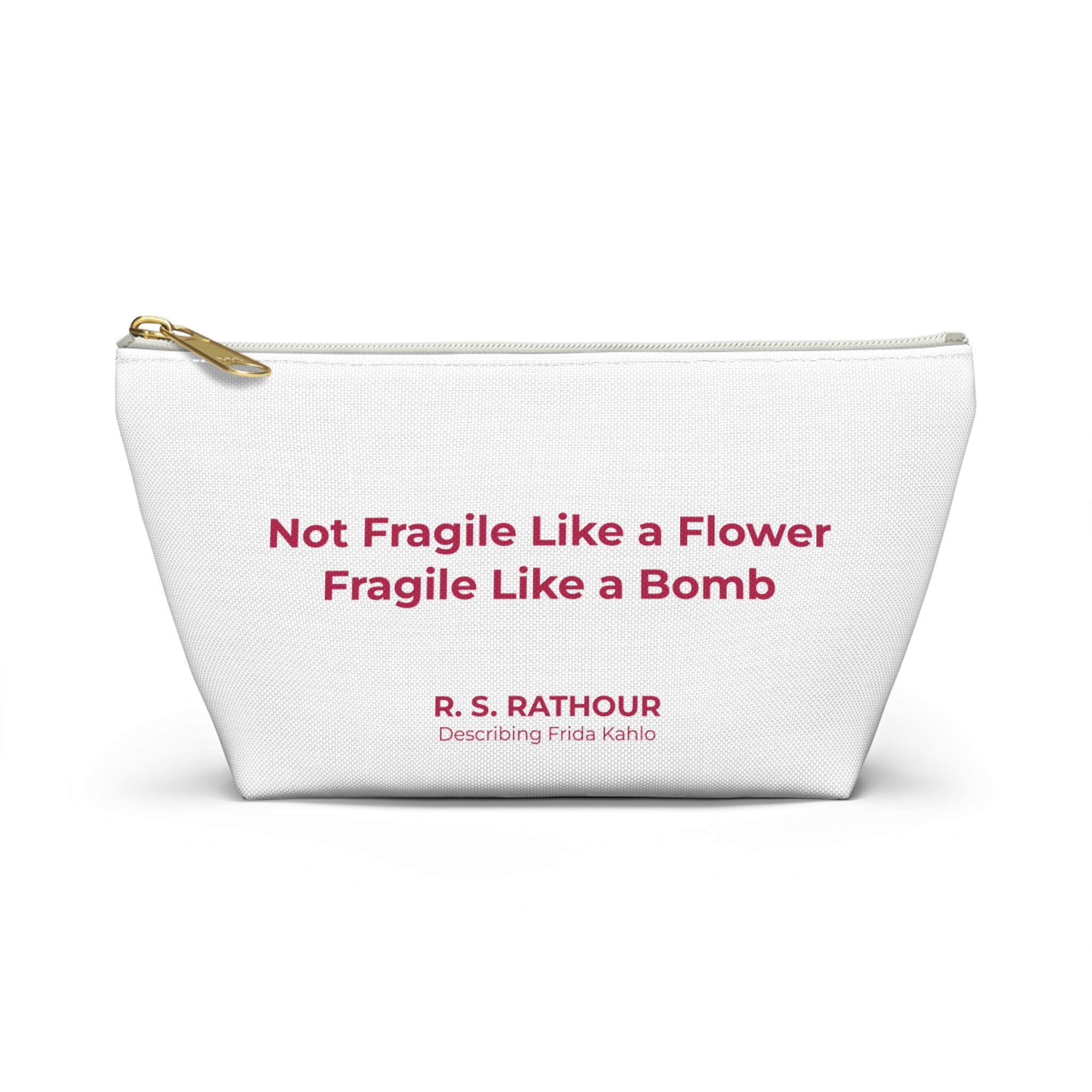 Frida Kahlo Energy Inspirational Accessory Pouch - Travel, Makeup, Gift (White)