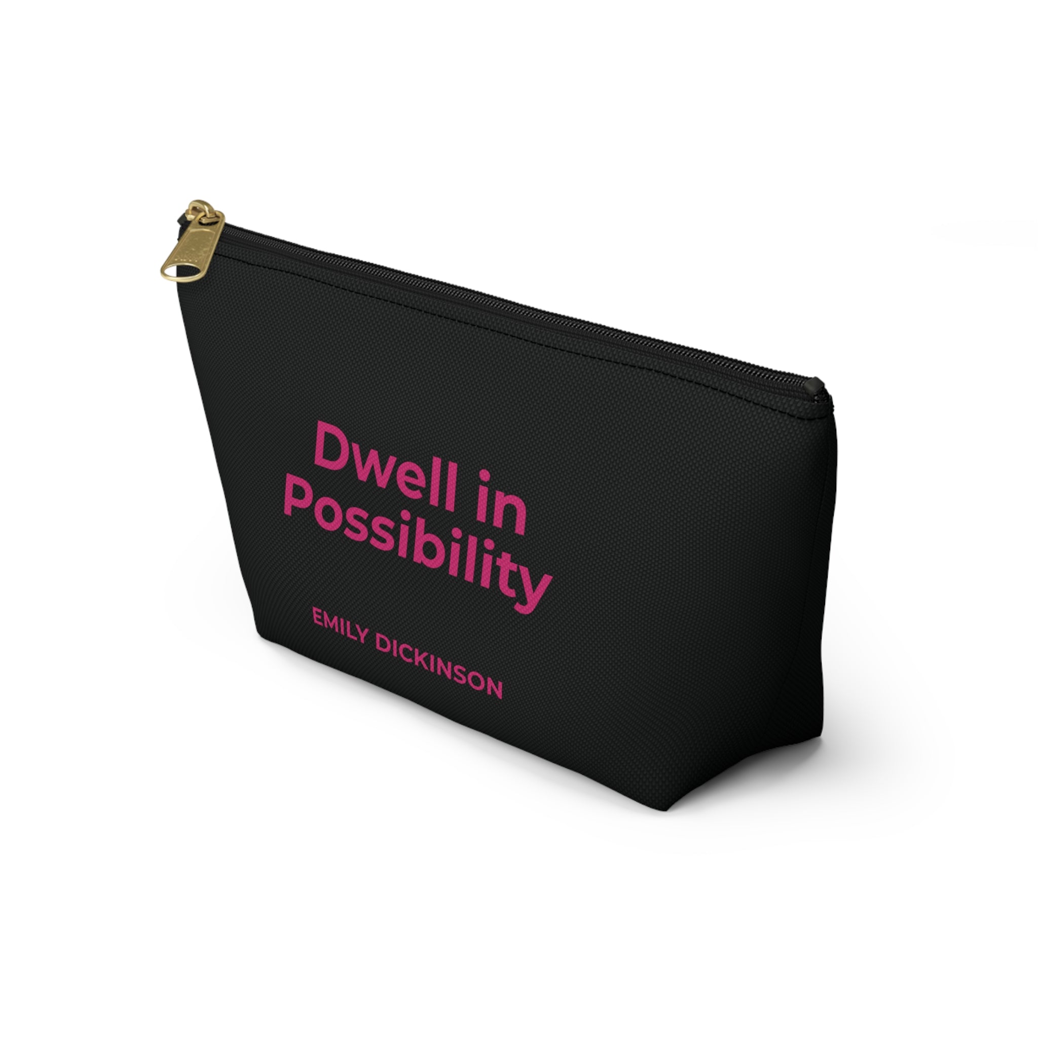 Emily Dickinson Enthusiasm Inspirational Accessory Pouch - Travel, Makeup, Gift (Black)